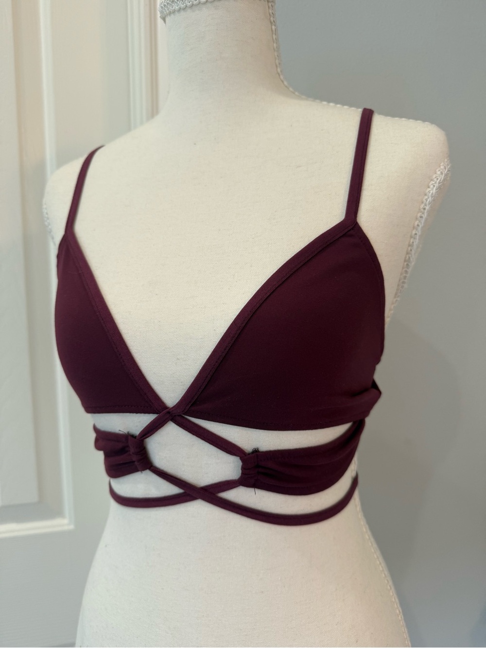 Free People || Strappy Wrap Bralette Tank- Wine XS NWT